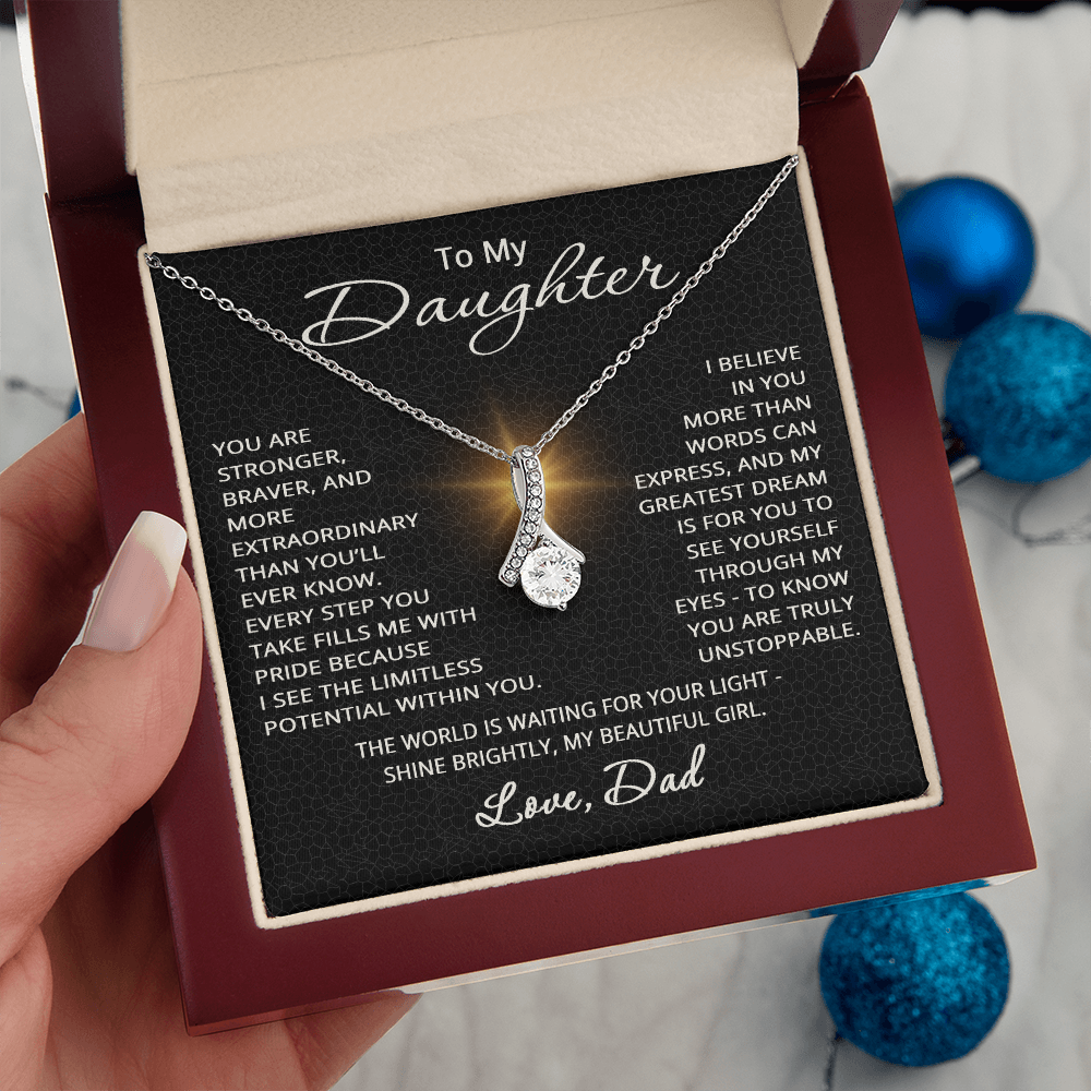 To My Daughter Necklace from Dad Daughter Gift from Father to  Daughter Jewelry with Pendant Braver Stronger