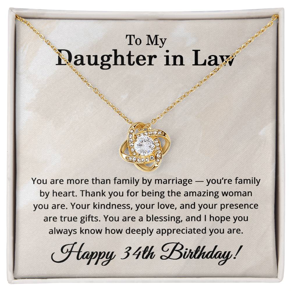 34th Birthday Gifts for Daughter in Law - 34th Birthday Necklace for Daughter-in-Law - To My Daughter in Law Necklace