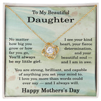 Load image into Gallery viewer, Daughter Mother’s Day Necklace with Message Card – Love Knot “To My Beautiful Daughter” Gift
