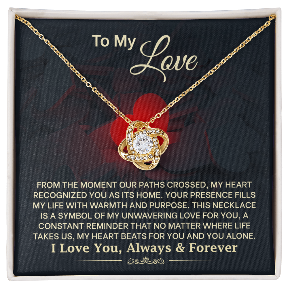 To My Love Necklace for Wife – Inspirational Valentine's Day, Wedding Anniversary Gifts for Women – 14k White Gold or 18k Yellow Gold Over Stainless Steel