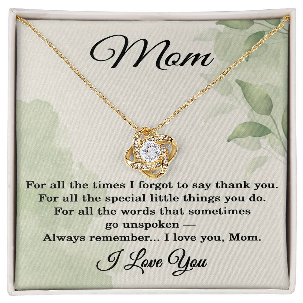 Love Knot Necklace for Mom - I Love You Necklace for Mom - I Love You Jewelry for Mothers