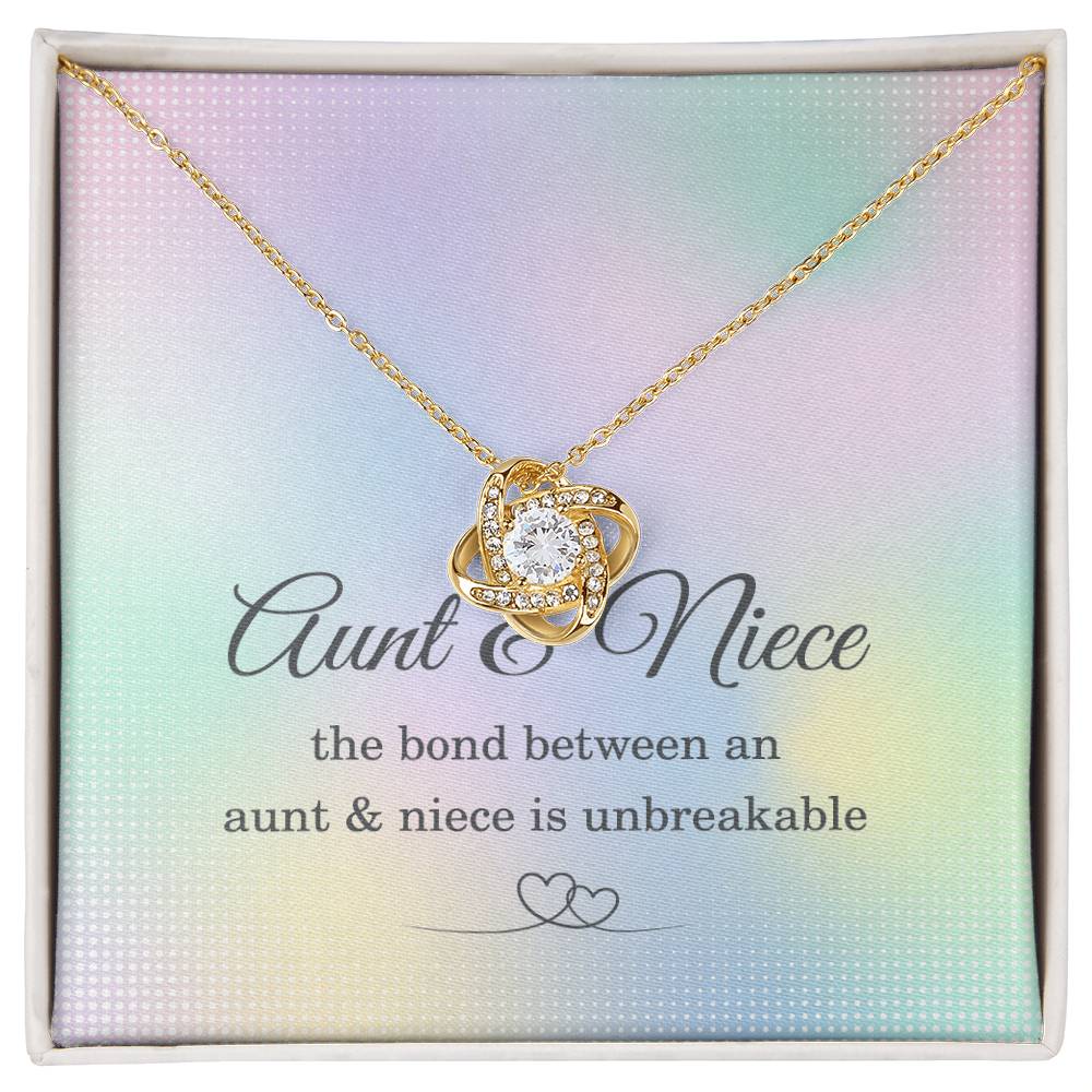 Inspirational Jewelry for Aunt, Aunt and Niece Love Knot Necklace, Gifts for Niece Birthday from Aunt, Unbreakable Bond 14K White Gold Cubic Zirconia