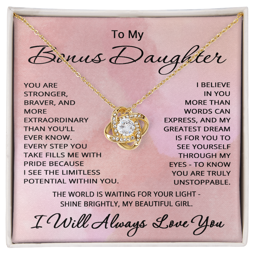 Bonus Daughter Necklace – Birthday or Christmas Gift from Stepmom or Stepdad – Stepdaughter or Step-daughter Jewelry