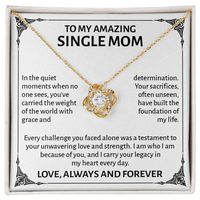 Load image into Gallery viewer, To My Amazing Single Mom Necklace with Message Card – Sentimental Love Knot “Strength &amp; Love” Gift for Mom
