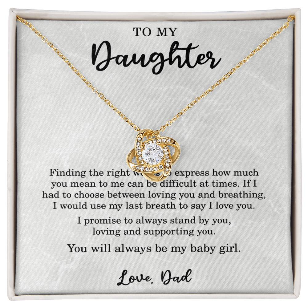 To My Daughter Necklace from from Dad Promise Necklace from Dad I Promise to Always Stand By You Daughter Christmas Gift Birthday Love Knot Pendant