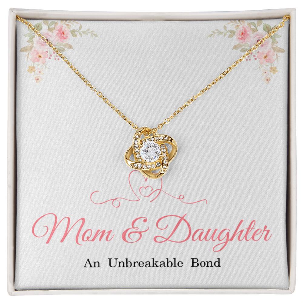 Mom Love Knot Necklace – Mother’s Day, Birthday, or Christmas Gift from Daughter – Mother and Daughter Pendant for an Unbreakable Bond