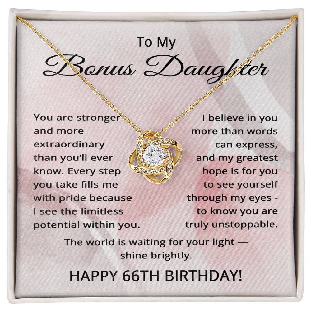 66th Birthday Gifts for Bonus Daughter - 66th Birthday Necklace for Stepdaughter - To My Step Daughter Necklace