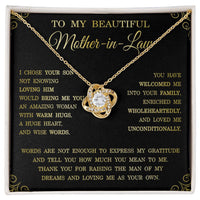 Load image into Gallery viewer, Thank You Gifts for Mother-in-Law Jewelry, To My Beautiful Mother-in-Law Necklace, Love Knot Necklace ShineOn Fulfillment
