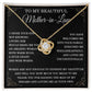 To My Beautiful Mother in Law Necklace Mother-in-law Christmas Gift from Son-in-Law Mother in law Birthday Gift Thank You for Raising the Man of My Dreams Mother-in-law Love Knot Necklace