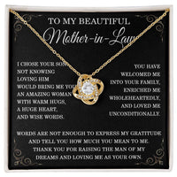 Load image into Gallery viewer, To My Beautiful Mother in Law Necklace Mother-in-law Christmas Gift from Son-in-Law Mother in law Birthday Gift Thank You for Raising the Man of My Dreams Mother-in-law Love Knot Necklace ShineOn Fulfillment
