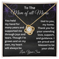 Load image into Gallery viewer, Sentimental Gift for Mom from Son, Love Knot Necklace with Heartfelt Message Card, Mom of All Moms ShineOn Fulfillment

