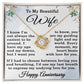To My Beautiful Wife Necklace Happy Anniversary Gift I Know I'm Not the Easiest to Be Around Love Knot Pendant 14k Gold Over Stainless Steel