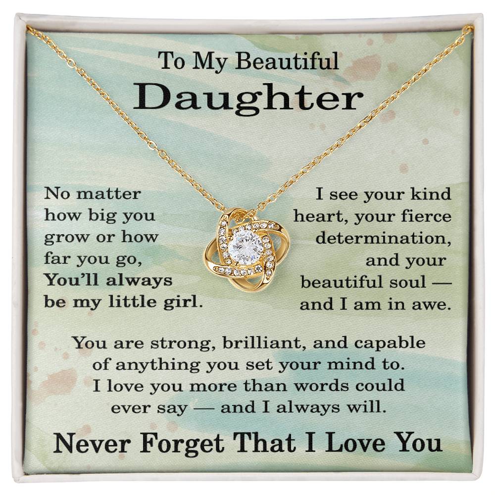 Gifts Ideas for Daughter, To My Daughter Necklace, Love Knot Necklace for Daughter