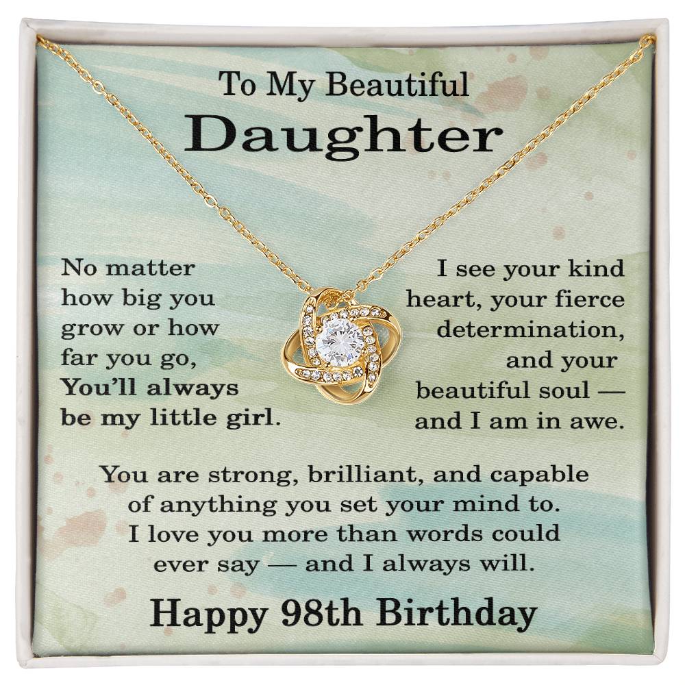 98th Birthday Gifts for Daughter - 98th Birthday Necklace for Daughter - Birthday Gift Ideas for 98 Year Old Daughter