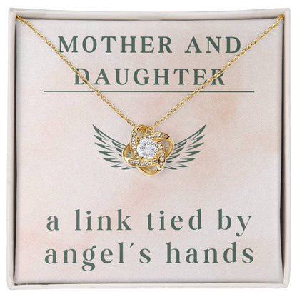 Mother’s Day Mother Daughter Necklace – Love Knot Pendant Gift for Mom or Daughter – A Link Tied by Angels Hands