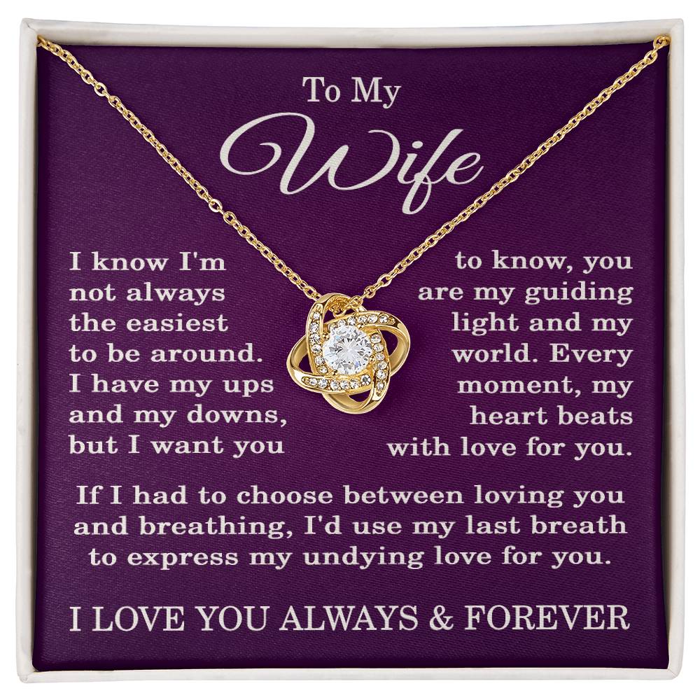 To My Wife Necklace from Husband Anniversary Gift for Wife with Purple Background
