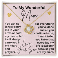 Load image into Gallery viewer, To My Wonderful Mom Necklace from Son with Message Card, Sentimental Love Knot Gift for Mom ShineOn Fulfillment
