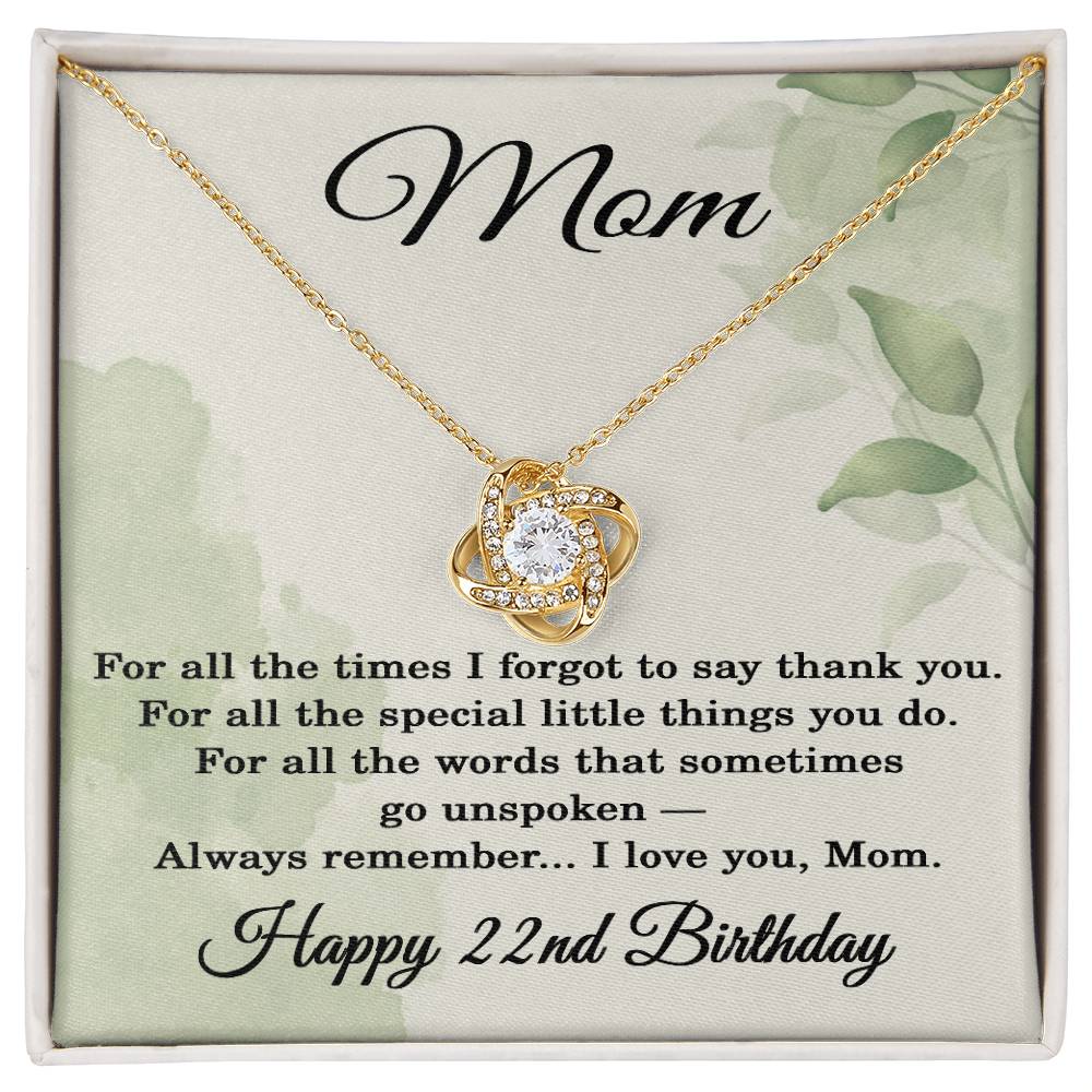 22nd Birthday Gifts for Mom - 22nd Birthday Necklace for Mom - Happy 22nd Birthday Jewelry for Mothers
