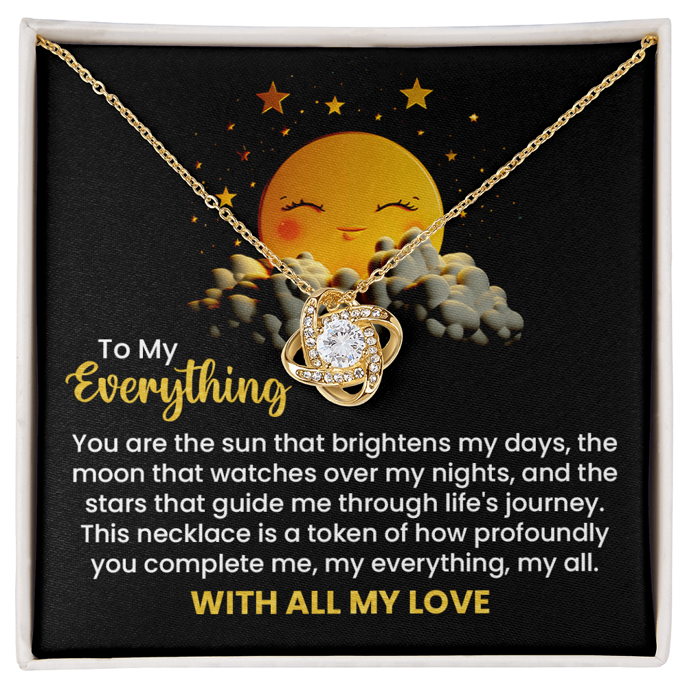 To My Everything Necklace for Wife – Inspirational Love Knot Pendant for Bride from Groom – Wedding Anniversary, Birthday, and Special Occasion Gifts for Women – With All My Love Necklace for Her