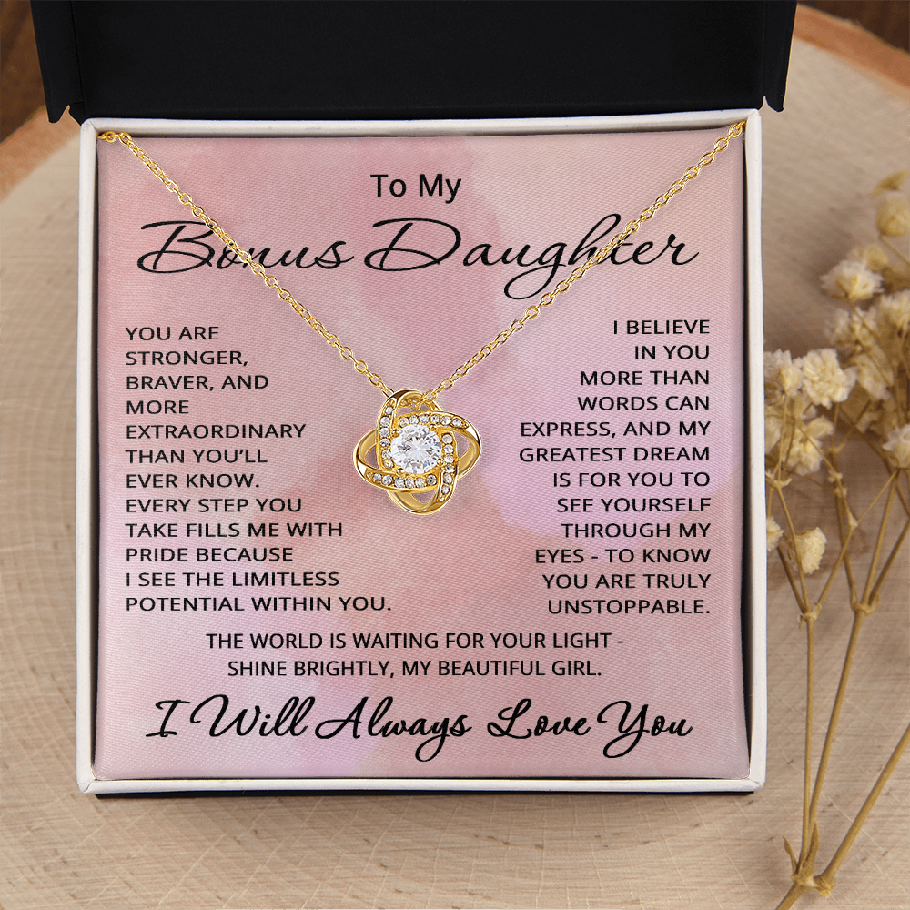 Bonus Daughter Necklace – Birthday or Christmas Gift from Stepmom or Stepdad – Stepdaughter or Step-daughter Jewelry
