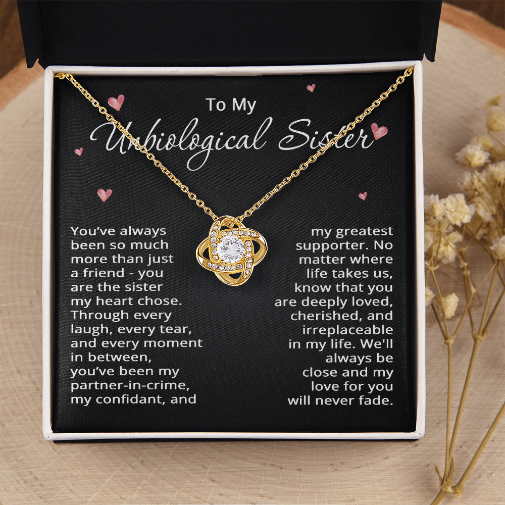 To My Unbiological Sister Necklace for Women Best Friend Gifts for Christmas Bestie Birthday Step Sister Gift for Her Bonus Sister Friendship BFF Sister-in-Law Gift