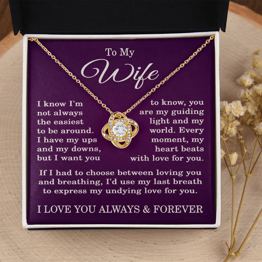 To My Wife Necklace from Husband Anniversary Gift for Wife with Purple Background