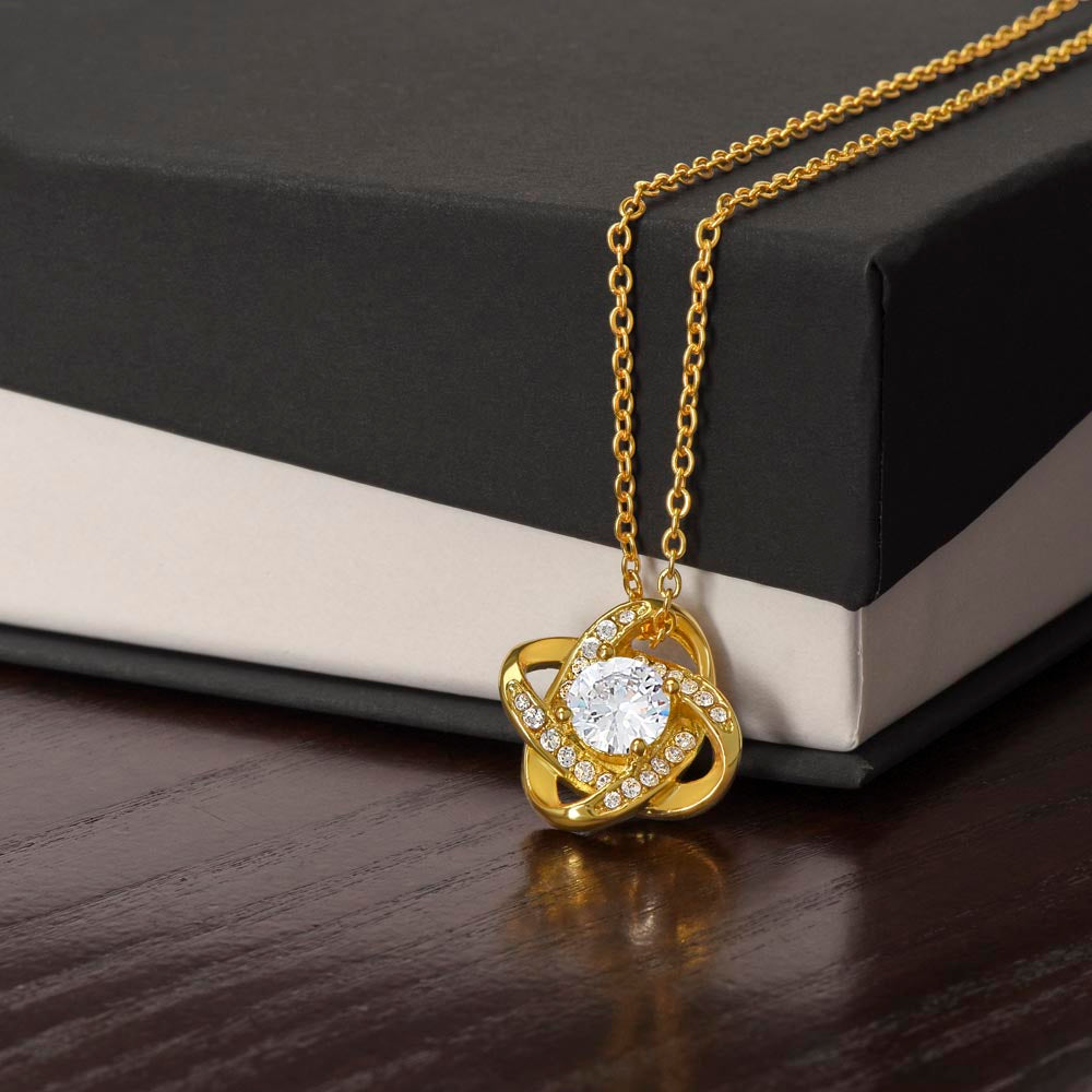 Mom Necklace for Women Stainless Steel, Mom Gifts for Birthday from Son, To My Mom the Heart of Our Home Message Card Jewelry with Love Knot Pendant