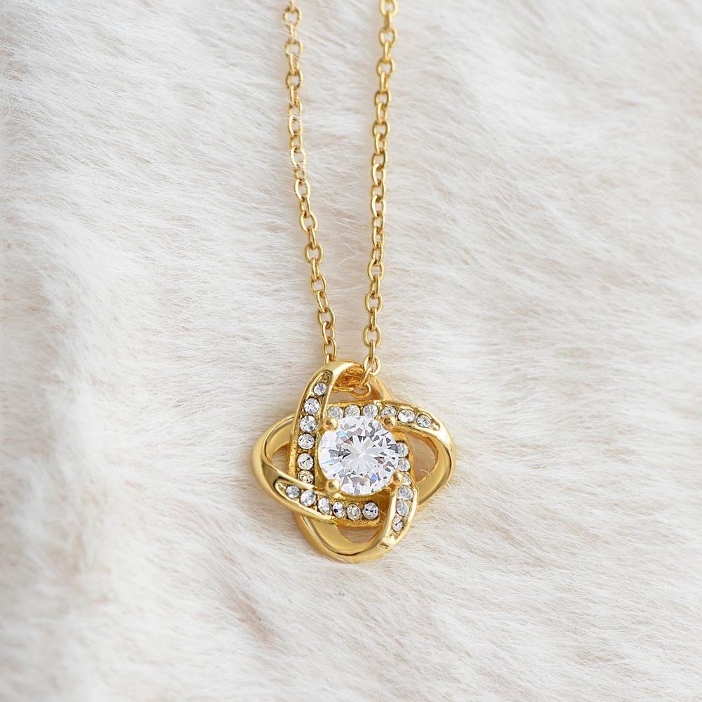 To My Beautiful Wife Necklace from Your Husband Life without You Is Inconceivable Love Knot Pendant for Birthday Christmas Wedding Anniversary 14k Gold Over Stainless Steel