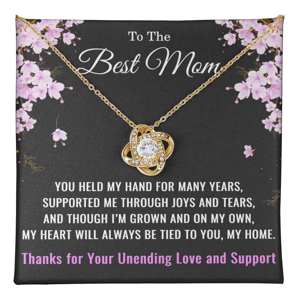 To The Best Mom Love Knot Necklace – Heartfelt Gift for Mom with Message Card