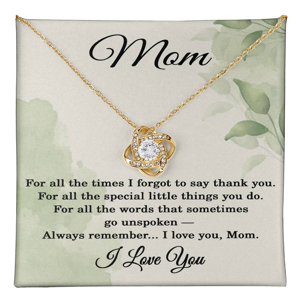 Love Knot Necklace for Mom - I Love You Necklace for Mom - I Love You Jewelry for Mothers