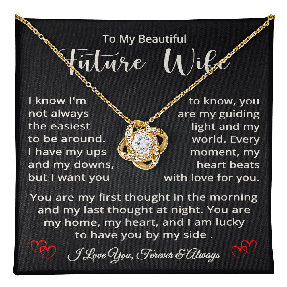 To My Future Wife Necklace, Bride to Be Jewelry for Wedding Day, Anniversary - Love Knot Pendant for Fiancée