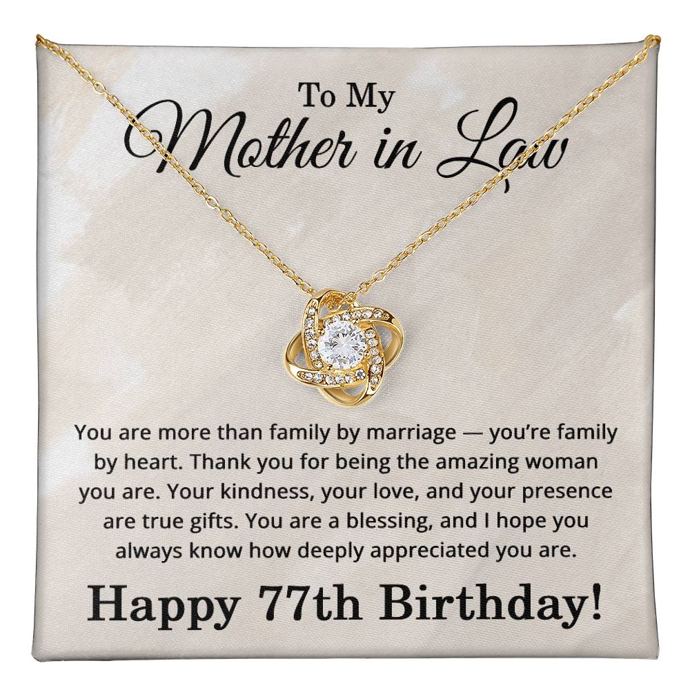 77th Birthday Gifts for Mother in Law - 77th Birthday Necklace for Mother-in-Law - To My Mother in Law Necklace