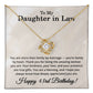 43rd Birthday Gifts for Daughter in Law - To My Daughter in Law Necklace