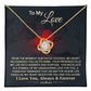 To My Love Necklace for Wife – Inspirational Valentine's Day, Wedding Anniversary Gifts for Women – 14k White Gold or 18k Yellow Gold Over Stainless Steel