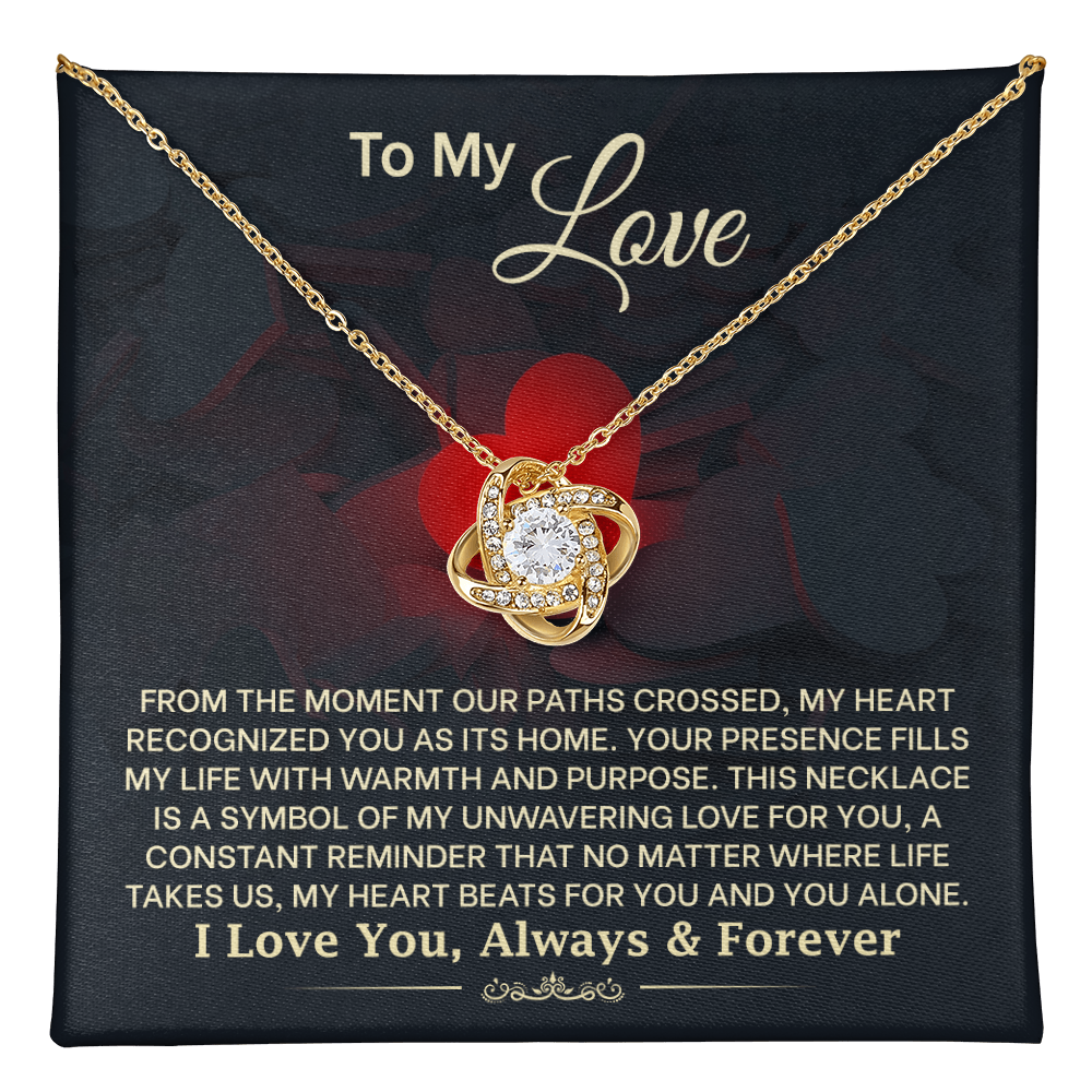 To My Love Necklace for Wife – Inspirational Valentine's Day, Wedding Anniversary Gifts for Women – 14k White Gold or 18k Yellow Gold Over Stainless Steel