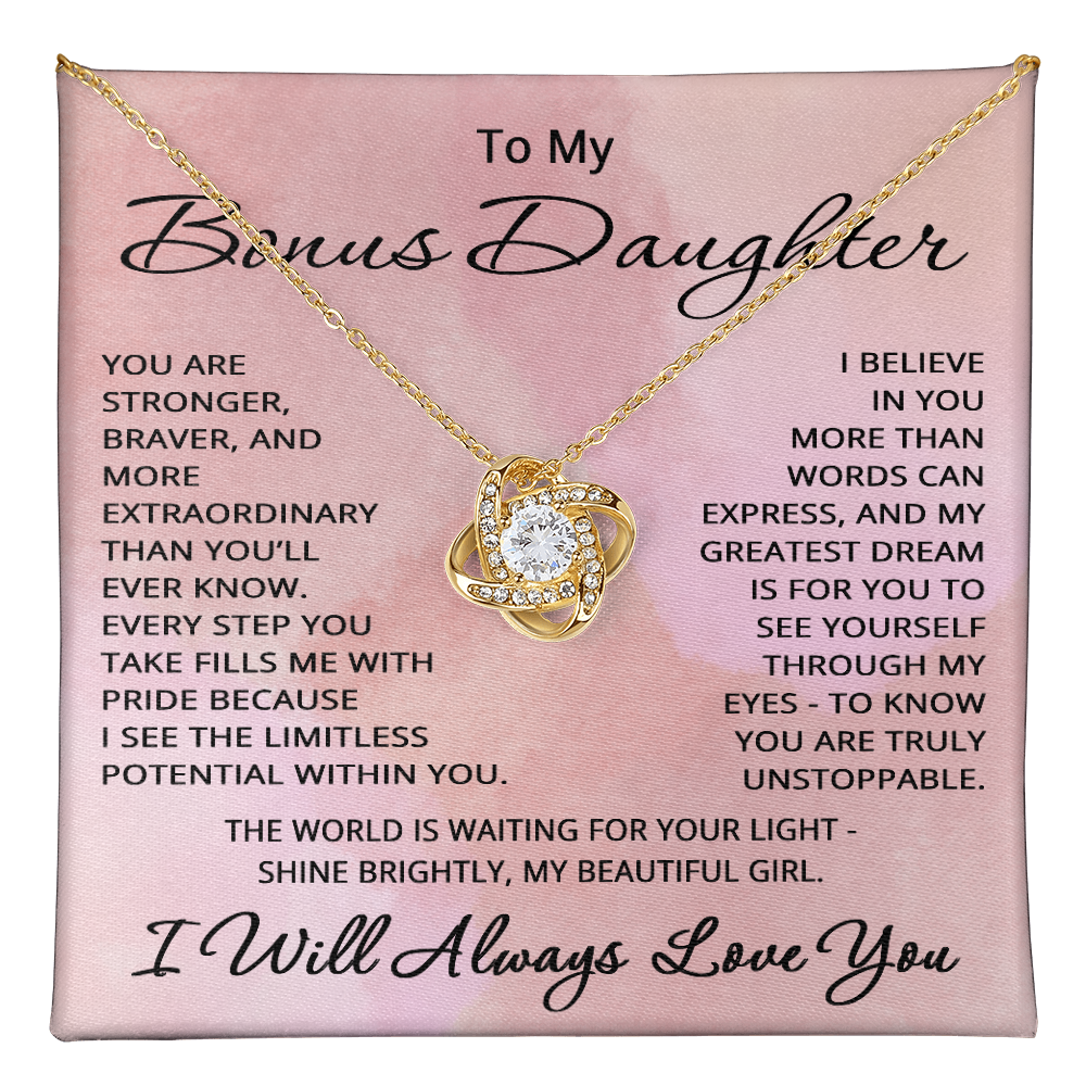 Bonus Daughter Necklace – Birthday or Christmas Gift from Stepmom or Stepdad – Stepdaughter or Step-daughter Jewelry