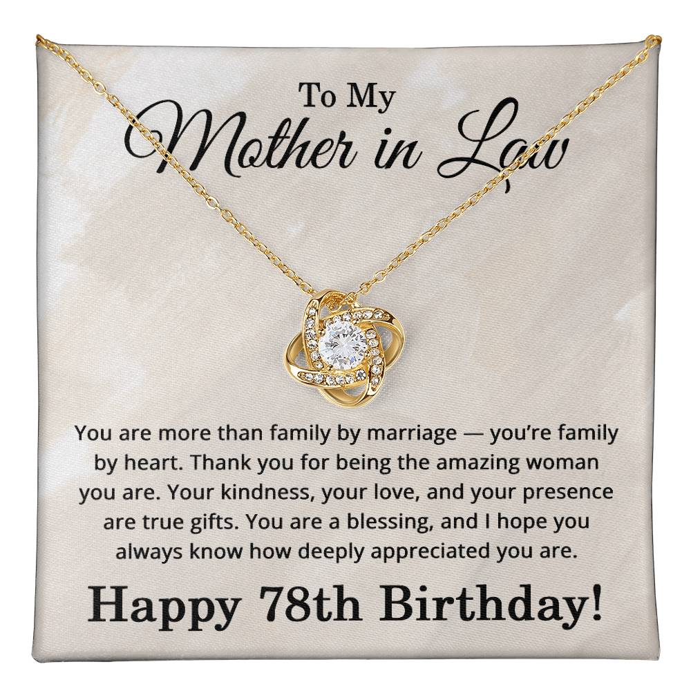 78th Birthday Gifts for Mother in Law - 78th Birthday Necklace for Mother-in-Law - To My Mother in Law Necklace