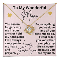 Load image into Gallery viewer, To My Wonderful Mom Necklace from Son with Message Card, Sentimental Love Knot Gift for Mom ShineOn Fulfillment

