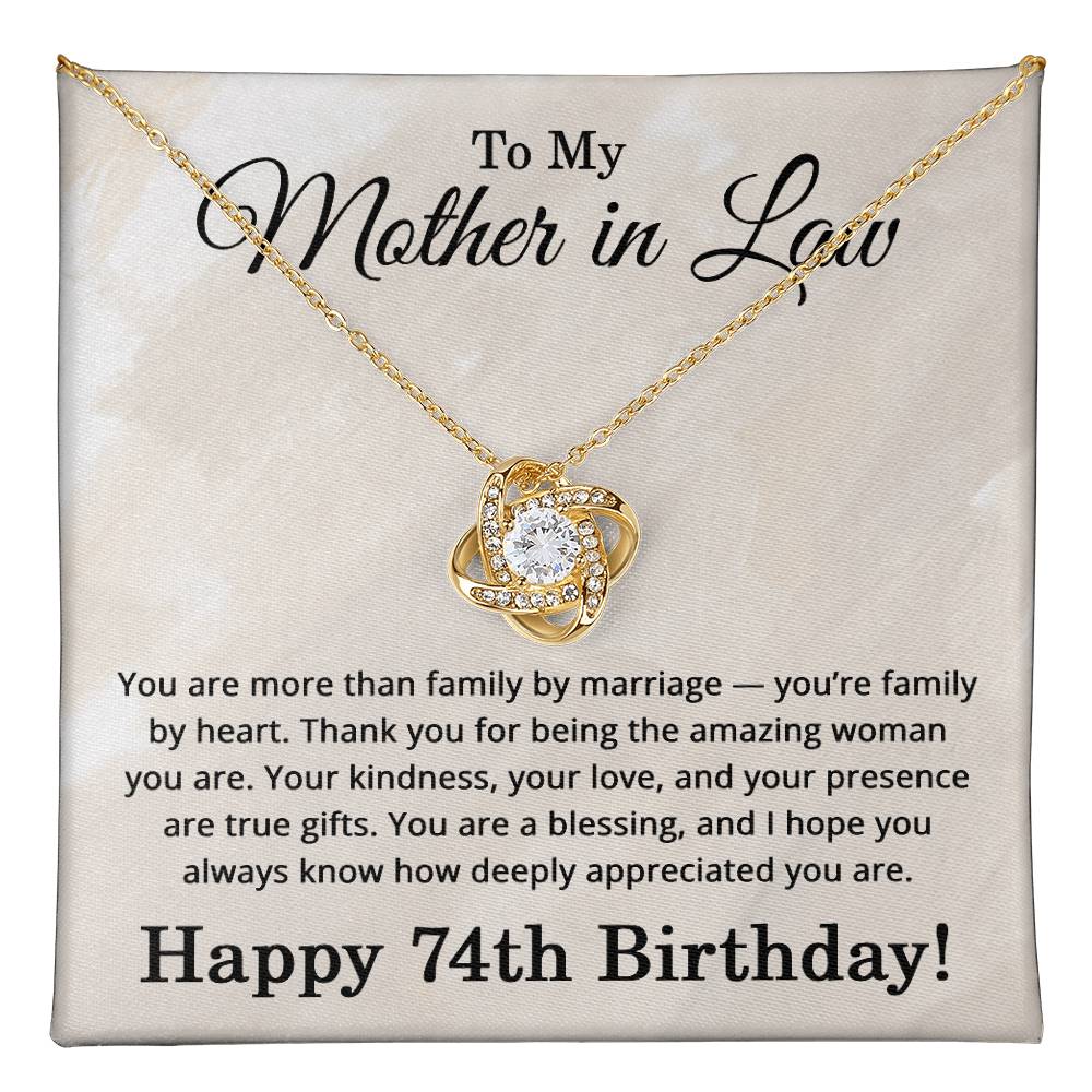 74th Birthday Gifts for Mother in Law - 74th Birthday Necklace for Mother-in-Law - To My Mother in Law Necklace
