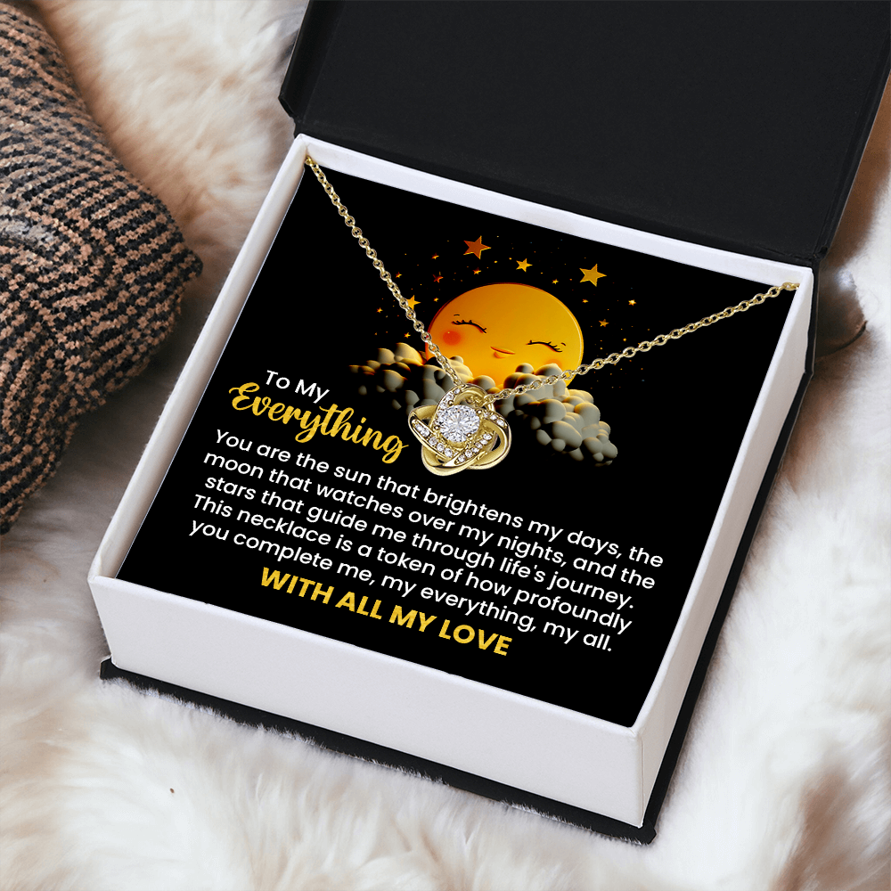 To My Everything Necklace for Wife – Inspirational Love Knot Pendant for Bride from Groom – Wedding Anniversary, Birthday, and Special Occasion Gifts for Women – With All My Love Necklace for Her