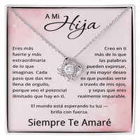 Load image into Gallery viewer, A Mi Hija Collar, Regalo Para Mi Hija de Mamá y Papá, Collar Nudo de Amor - Spanish Daughter Gift

