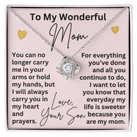 Load image into Gallery viewer, To My Wonderful Mom Necklace from Son with Message Card, Sentimental Love Knot Gift for Mom ShineOn Fulfillment
