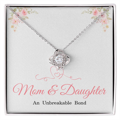 Mom Love Knot Necklace – Mother’s Day, Birthday, or Christmas Gift from Daughter – Mother and Daughter Pendant for an Unbreakable Bond