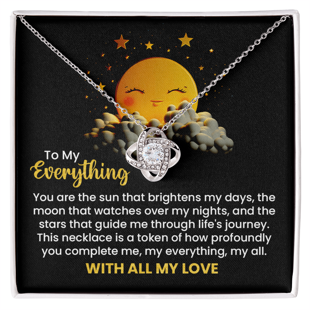 To My Everything Necklace for Wife – Inspirational Love Knot Pendant for Bride from Groom – Wedding Anniversary, Birthday, and Special Occasion Gifts for Women – With All My Love Necklace for Her