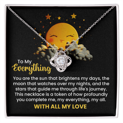 To My Everything Necklace for Wife – Inspirational Love Knot Pendant for Bride from Groom – Wedding Anniversary, Birthday, and Special Occasion Gifts for Women – With All My Love Necklace for Her