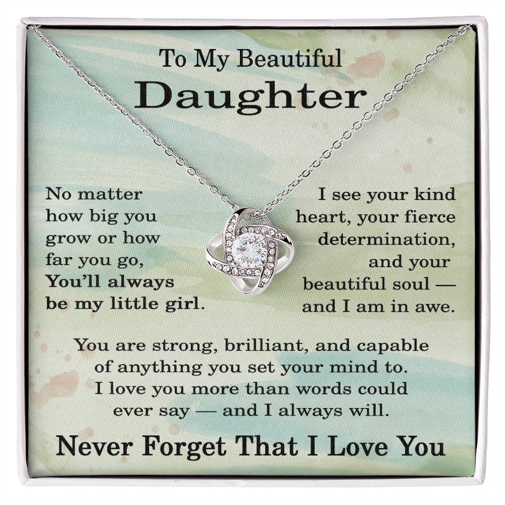 Gifts Ideas for Daughter, To My Daughter Necklace, Love Knot Necklace for Daughter