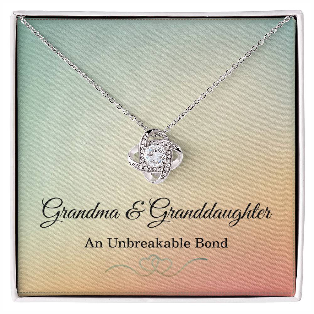 Grandma and Granddaughter Necklace Grandmother Christmas Gift An Unbreakable Bond Love Knot Pendant