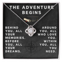Load image into Gallery viewer, Class of 2025 Necklace for Her Adventure Begins Necklace Class of 2024 Necklace Graduate Gifts for Women Graduate Knot Necklace Graduation Gifts for Her ShineOn Fulfillment
