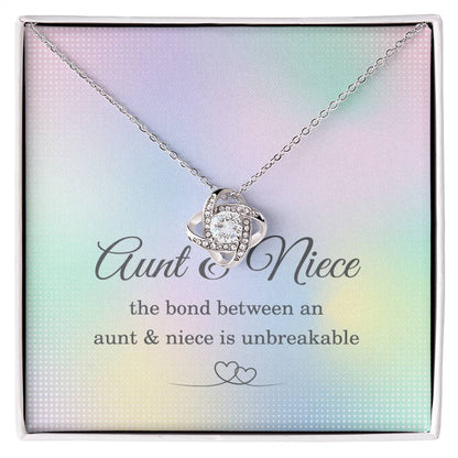 Inspirational Jewelry for Aunt, Aunt and Niece Love Knot Necklace, Gifts for Niece Birthday from Aunt, Unbreakable Bond 14K White Gold Cubic Zirconia