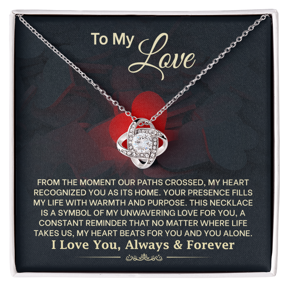 To My Love Necklace for Wife – Inspirational Valentine's Day, Wedding Anniversary Gifts for Women – 14k White Gold or 18k Yellow Gold Over Stainless Steel